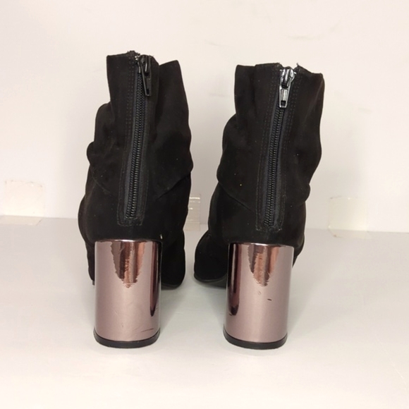 Christian Siriano Black Suede Booties With Metallic Block Heel- Women's Size 7.5 - Picture 4 of 13